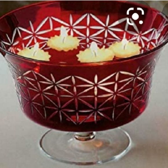 💜NIB PartyLite Garnet Candle Bowl, Floating Candles, & Tealight Ring